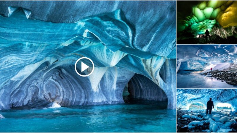 Strange ice tunnel in Argentina Patagonia