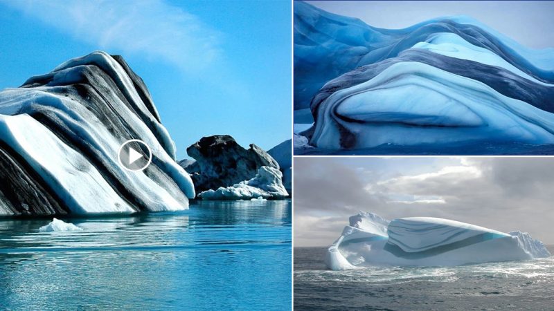 Icebergs with beautiful stripes in Antarctica look like nature’s candies