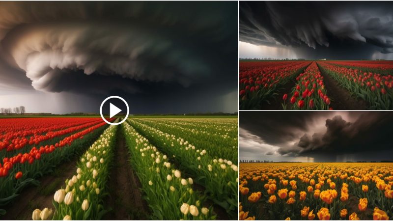 Strangely shaped clouds as a backdrop for beautiful petals.