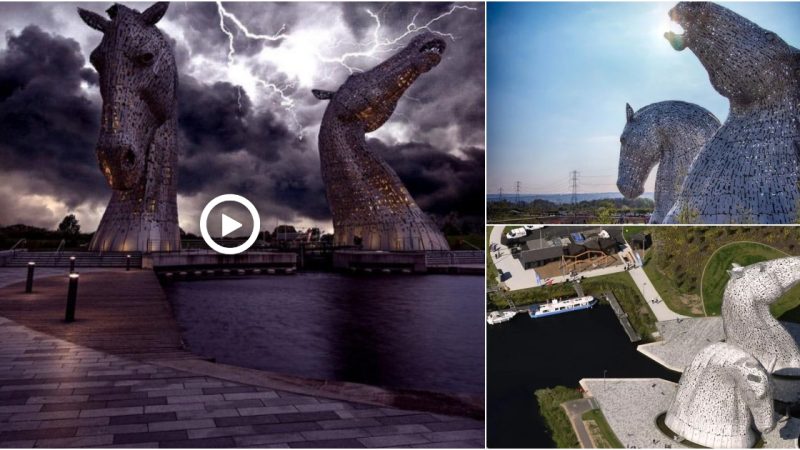 The Kelpies, Scotland, During a Thunderstorm.