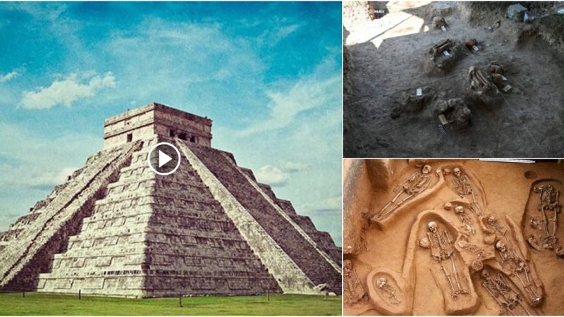 “Skeletons of 20 sacrificial victims discovered beneath Maya pyramid.”