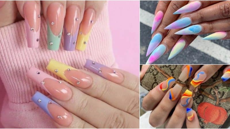 These rainbow-inspired nail art designs will add a pop of color to your nails.