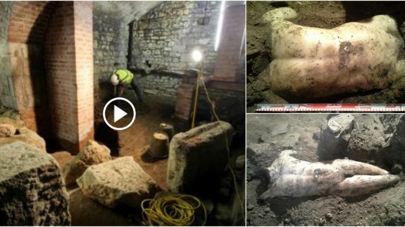 A one-meter-long Roman marble figure discovered while remodeling a building in Toledo’s Old District.