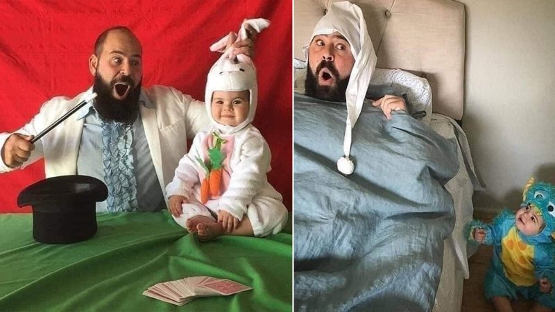 Daddy cool! This father’s HILARIOUS pictures with his 9-month-old baby girl will make you giggle