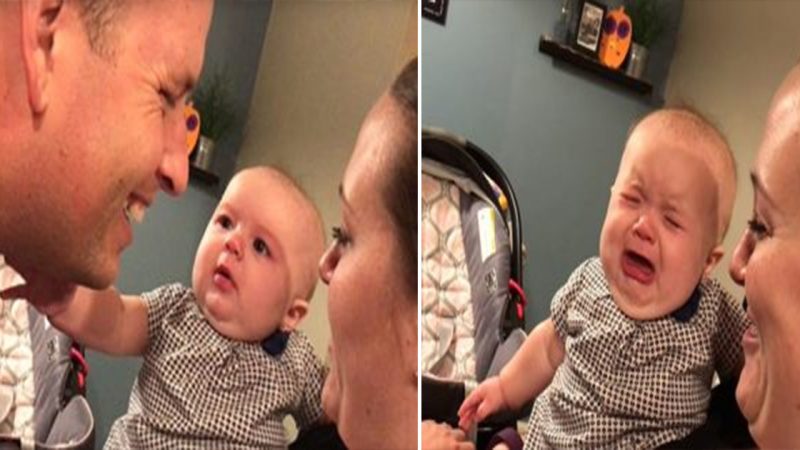 Pure Delight: Adorable Baby Girl’s Unforgettable Reactions to Her Parents’ Kisses.n