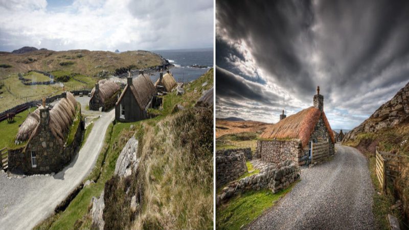 Girrannan Blackhouse Village is a quaint group of traditional stone houses on the Isle of Lewis; Scotland