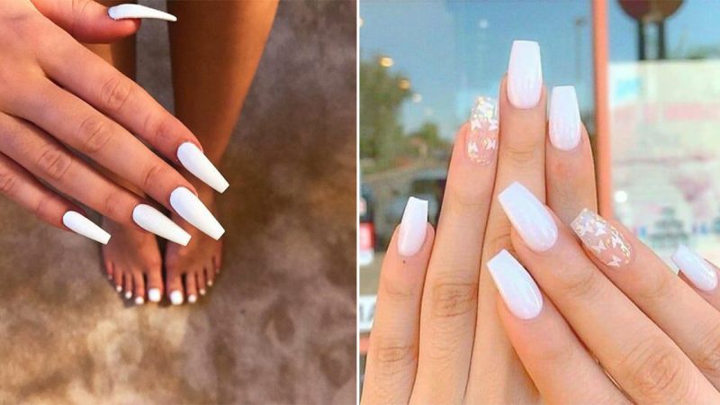 Stylish White Acrylic Nails