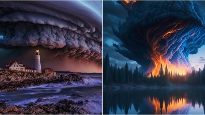 Experience the Breathtaking Phenomenon of a Simultaneous Tornado Outbreak and Volcanic Eruption Unfolding Across the Australian Sky.