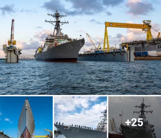 Launching of Guided Missile Destroyer Ted Stevens (DDG 128) by HII’s Ingalls Shipbuilding