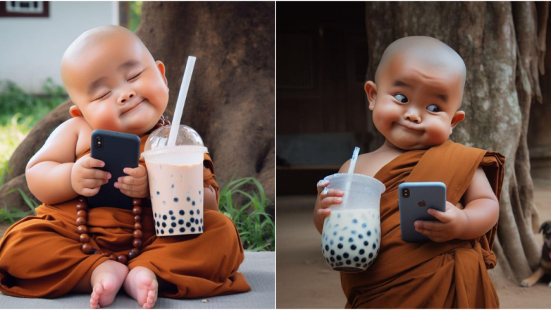 A Whimsical Symphony: The Joyful Tale of a Baby’s Bubble Tea Adventure