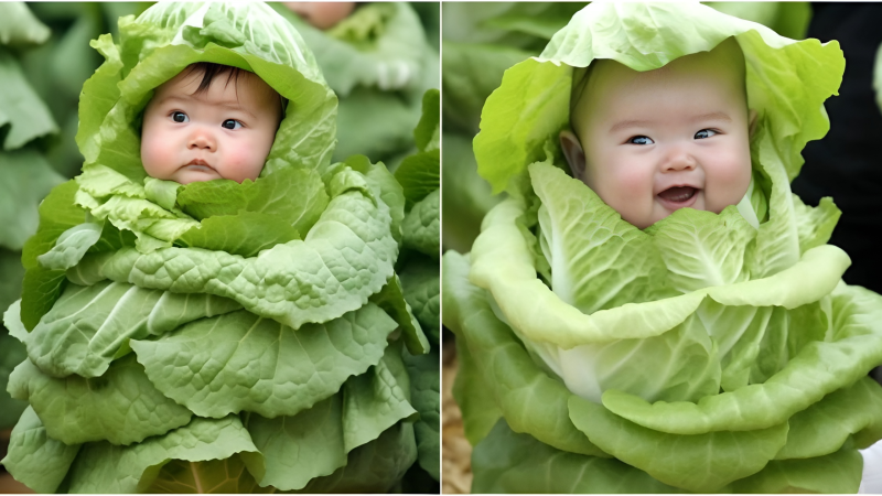 Immerse in the Enchanting Realm of a Cabbage Garden Resembling Dolls: A Wonderland Inviting You to Wander and Lose Yourself in its Captivating Embrace.