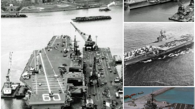 Majestic Legacy: USS Saratoga (CVA-60) Docked at Brooklyn Navy Yard, May 1956